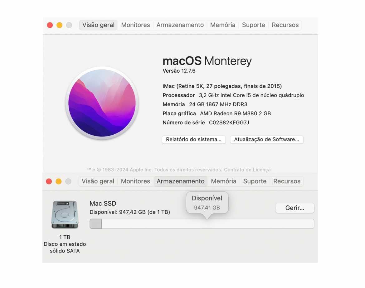 iMac Retina 5K 27" (Fim de 2015) | 24GB RAM | SSD 1TB – Super Potente!
