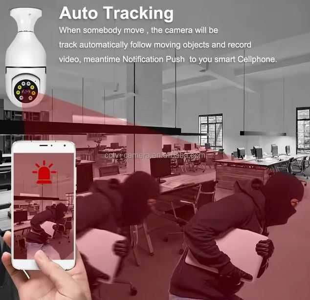 YIIot E27 – 2 kamery WiFi 2MP 5G w żarówce, noktowizor, auto-śledzenie