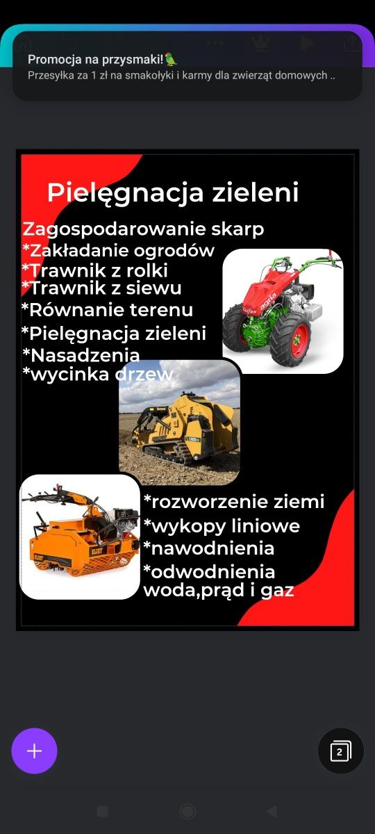Wysiew trawy siewnikiem mechanicznym,usługi glebogryzarką separjącą.