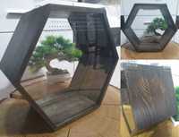 Terrarium heksagon drewno + plexi 31,5x27,5x15cm zawiasy+ magnes