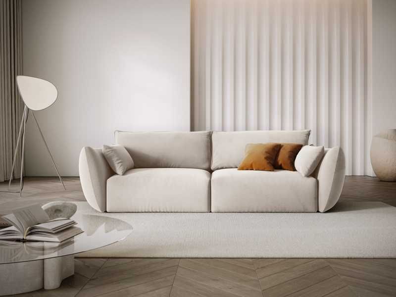 Nowoczesna sofa 3-os Clau welur aksamit beż 208x110x85 Maison Heritage