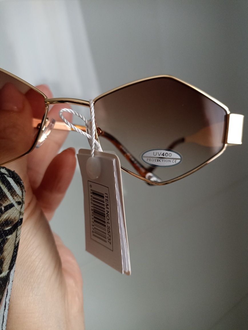 Nowe okulary słoneczne brązowo złote hit lata