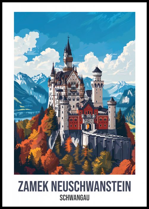 Plakat 64x90cm Zamek Neuschwanstein