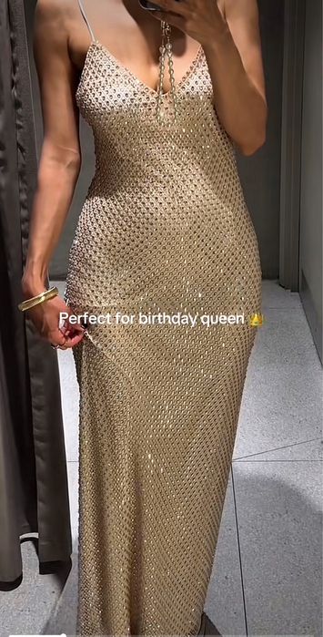 Платье плаття сукня довге вечірня стрази Zara M