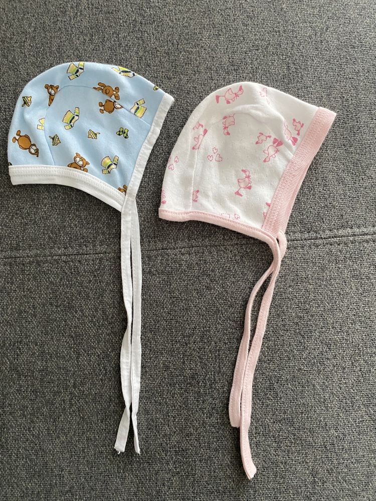 2 czapeczki dla noworodka