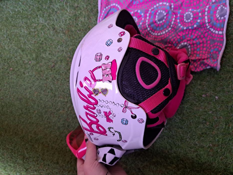 kask narciarski snowboardowy biały barbie gogle zestaw