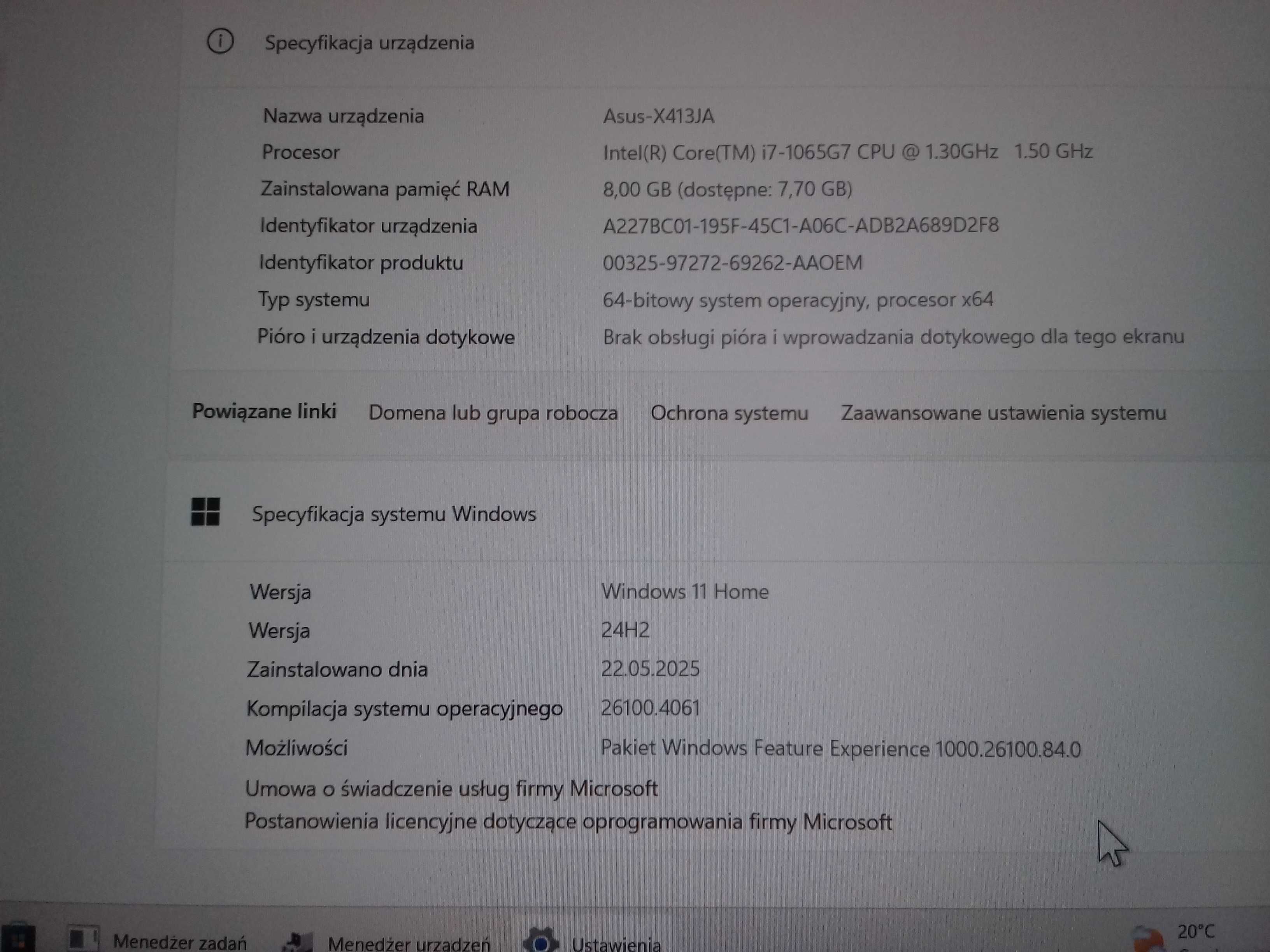 Laptop Asus X413JA, Core i7 10TH 1065G7, DDR4 8GB, SSD 238GB, Intel Ir