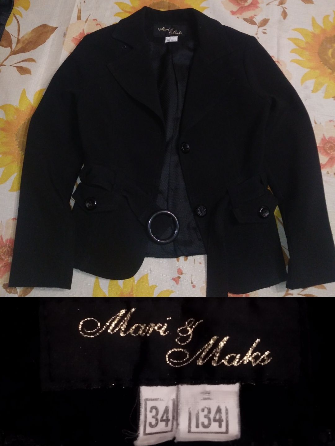 Черный, школьный пиджак (6-8 лет)