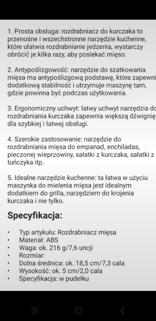 Rozdrabniacz do kurczaka