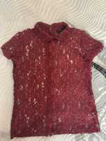 Therapy koronkowa burgundowa kolor wina bluzka jak nowa r. M/L