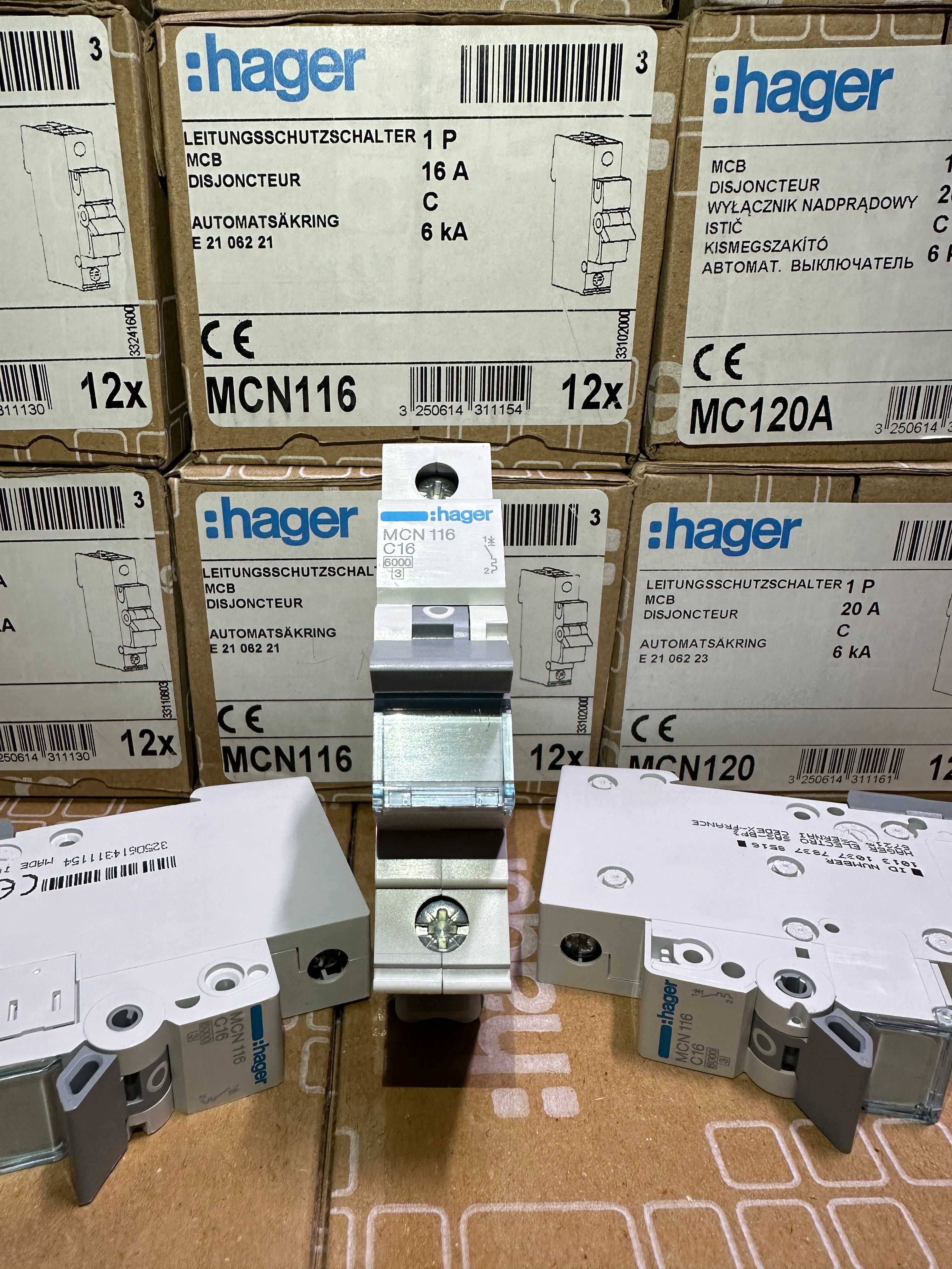 HAGER, Автоматичні вимикачі 1P 6kA C- 2,3,4,6,10,16,20,25,32,40,50,63А