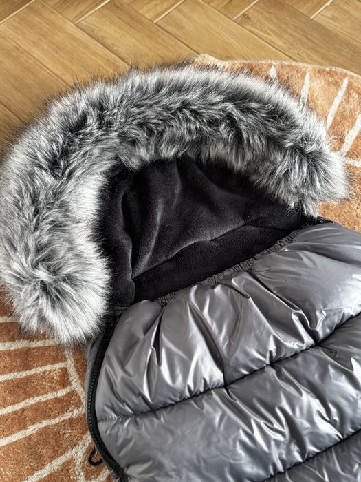 Śpiworek Cottonmoose zimowy do wózka szary srebrny metalizowany