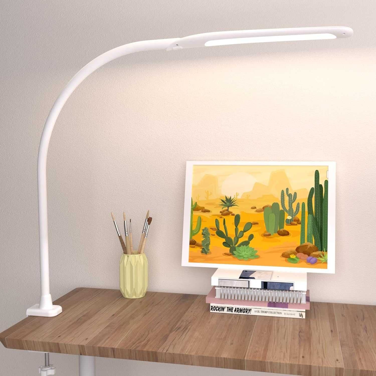 Lampa biurkowa LED z zaciskiem, elastyczna lampa na Łabędziej szyi