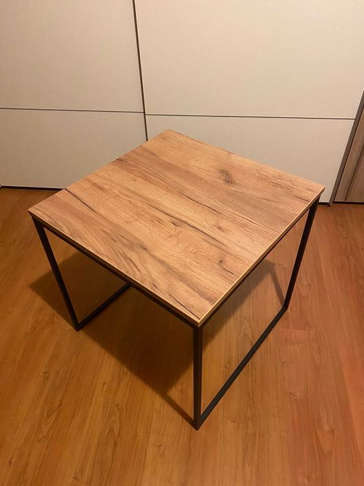 Stolik Loft blat Dąb Craft Złoty