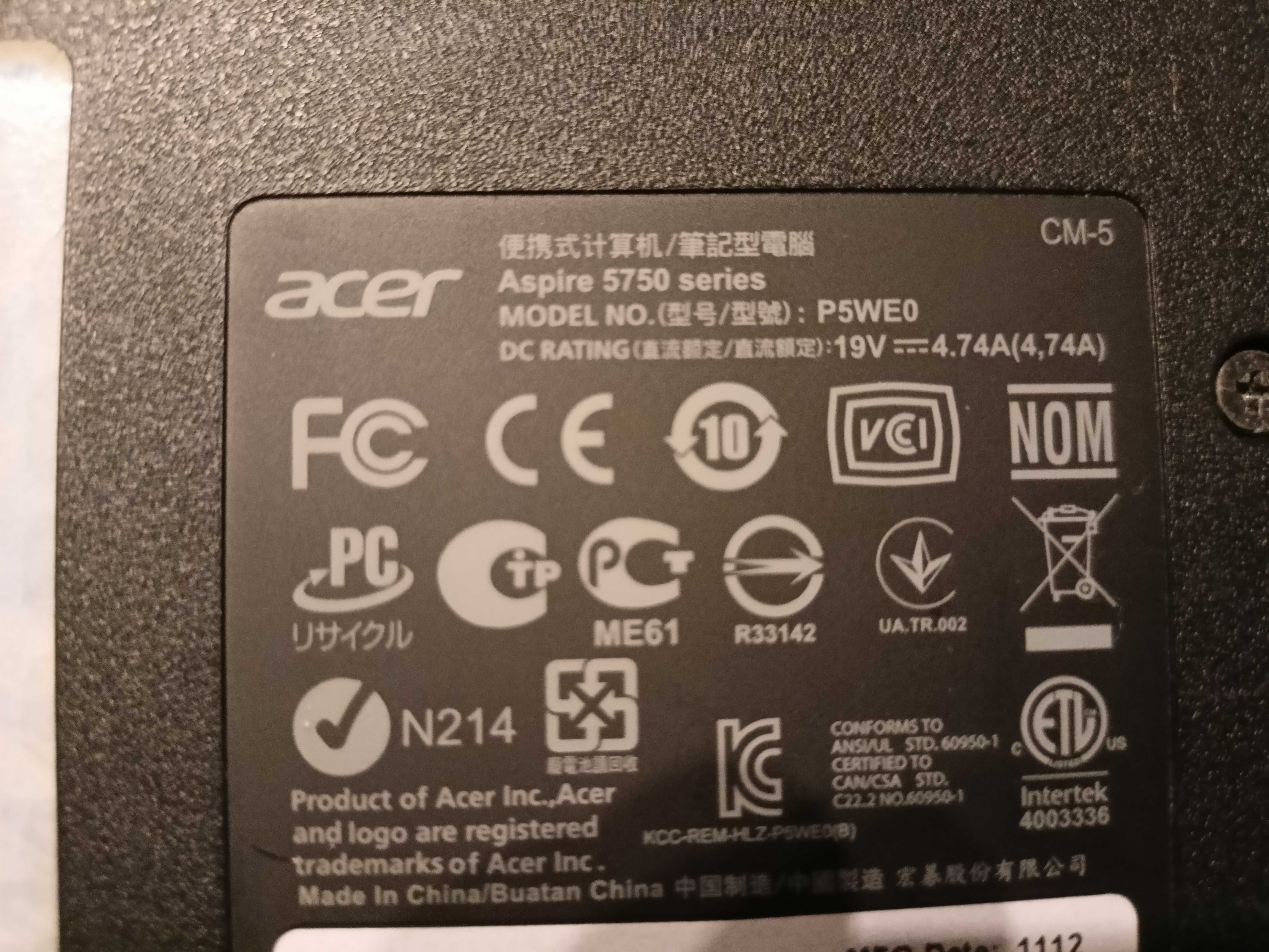 Laptop Acer Aspire 5750