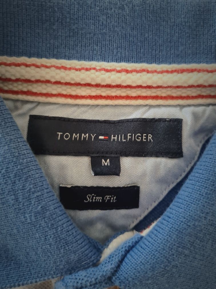 T-shirt polo polówka Tommy Hilfiger, duże logo, r. M, styl marynarski