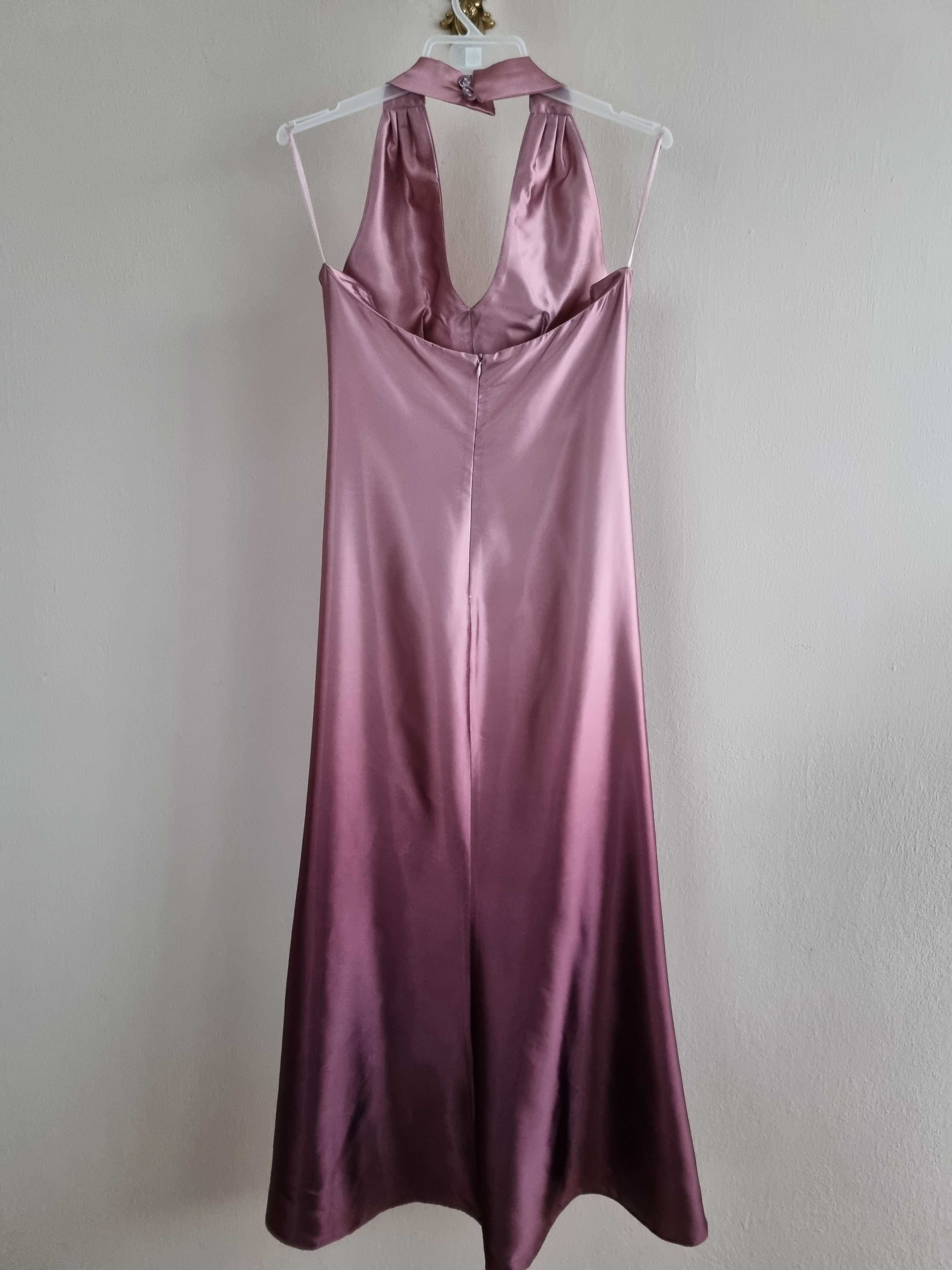 Dluga sukienka wieczorowa ombre, różowa, rozmiar 40, idealna na wesele