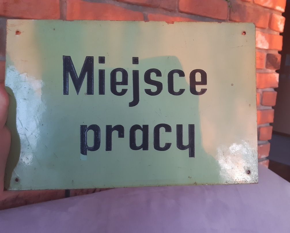 Fajna oryginalna tabliczka z czasów PRL - Miejsce pracy