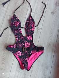 Monokini bikini strój kąpielowy jednoczęściowy XS 35 różowy czarny