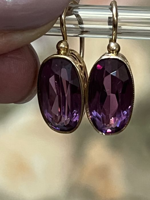 Золоті сережки з олександритом. Золотые серьги александрит СССР