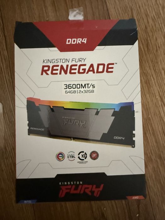 Модуль памяти Kingston Fury DDR4 64GB 2x32GB 3600MHz Renegade Black