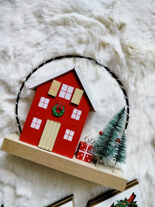 Nowe świecące drewniane ozdoby świąteczne domki choinki Home & You