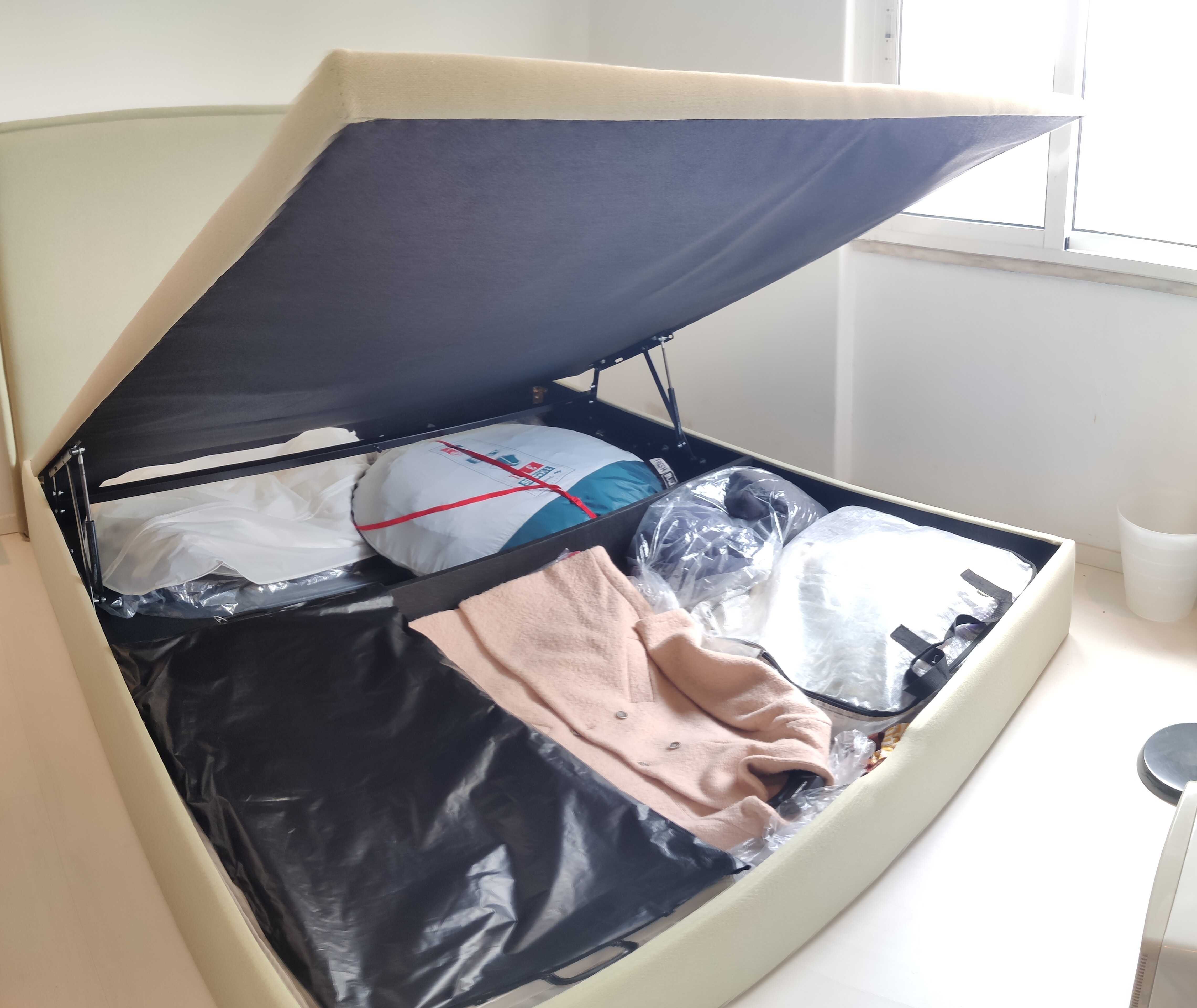 Sommier 180x200cm com tampo elevatório para arrumação + Cabeceira