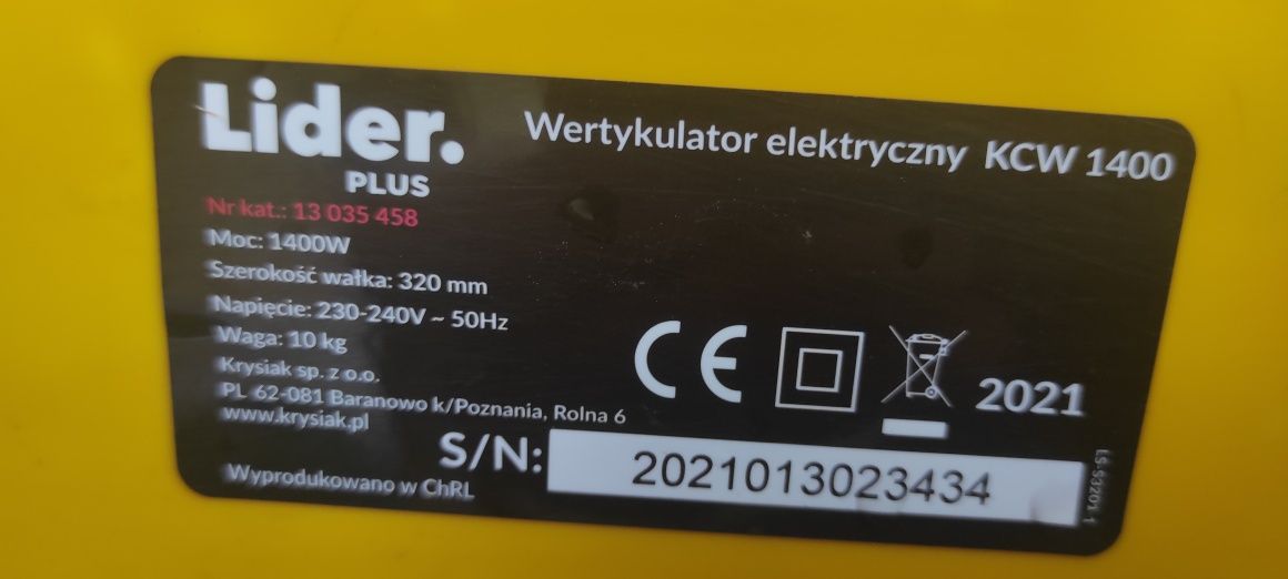 Wertykulator elektryczny KCW 1400 Lider