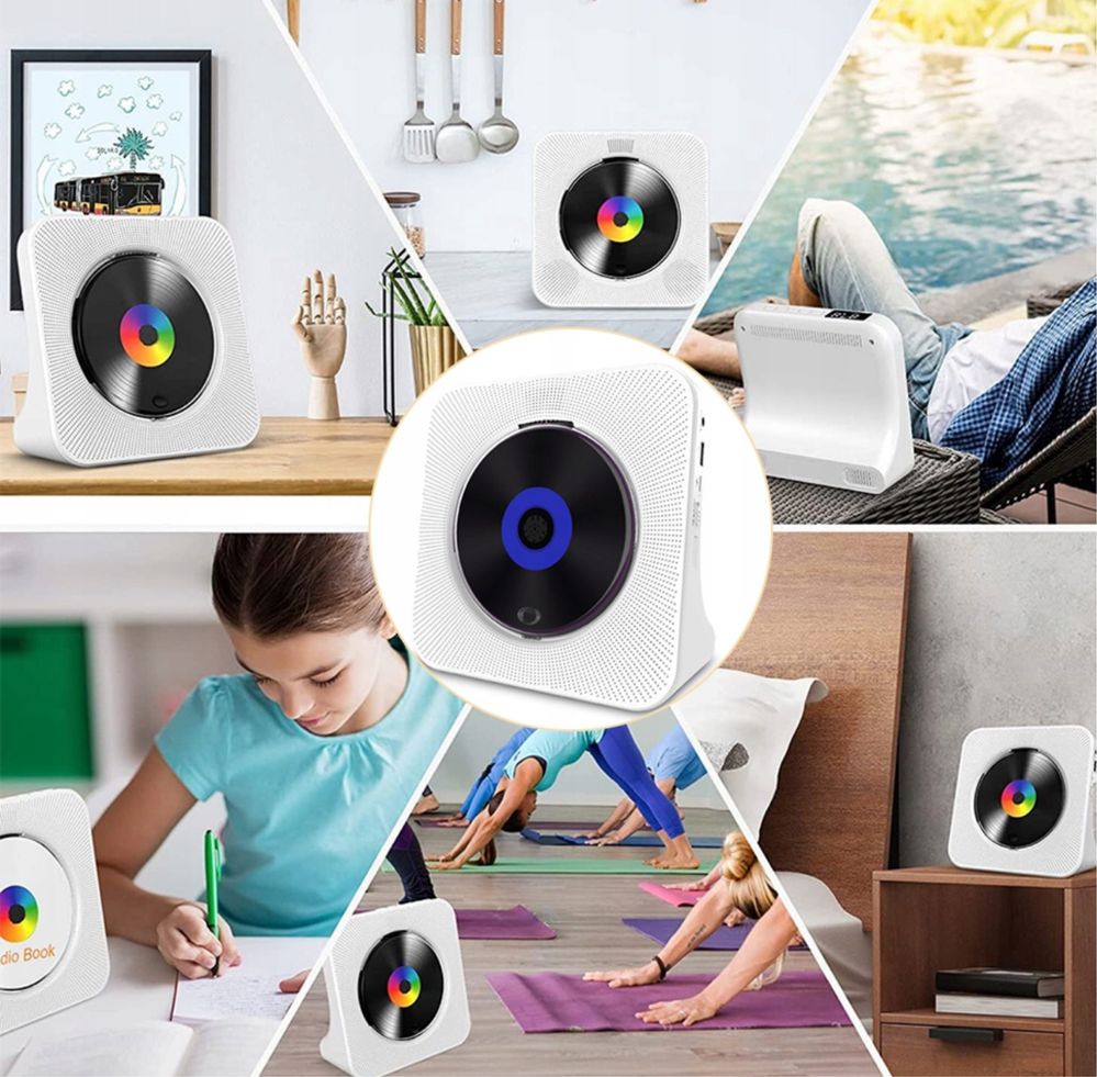 Odtwarzacz CD przenośny, Bluetooth radio wbudowane dwa głośniki HIFI