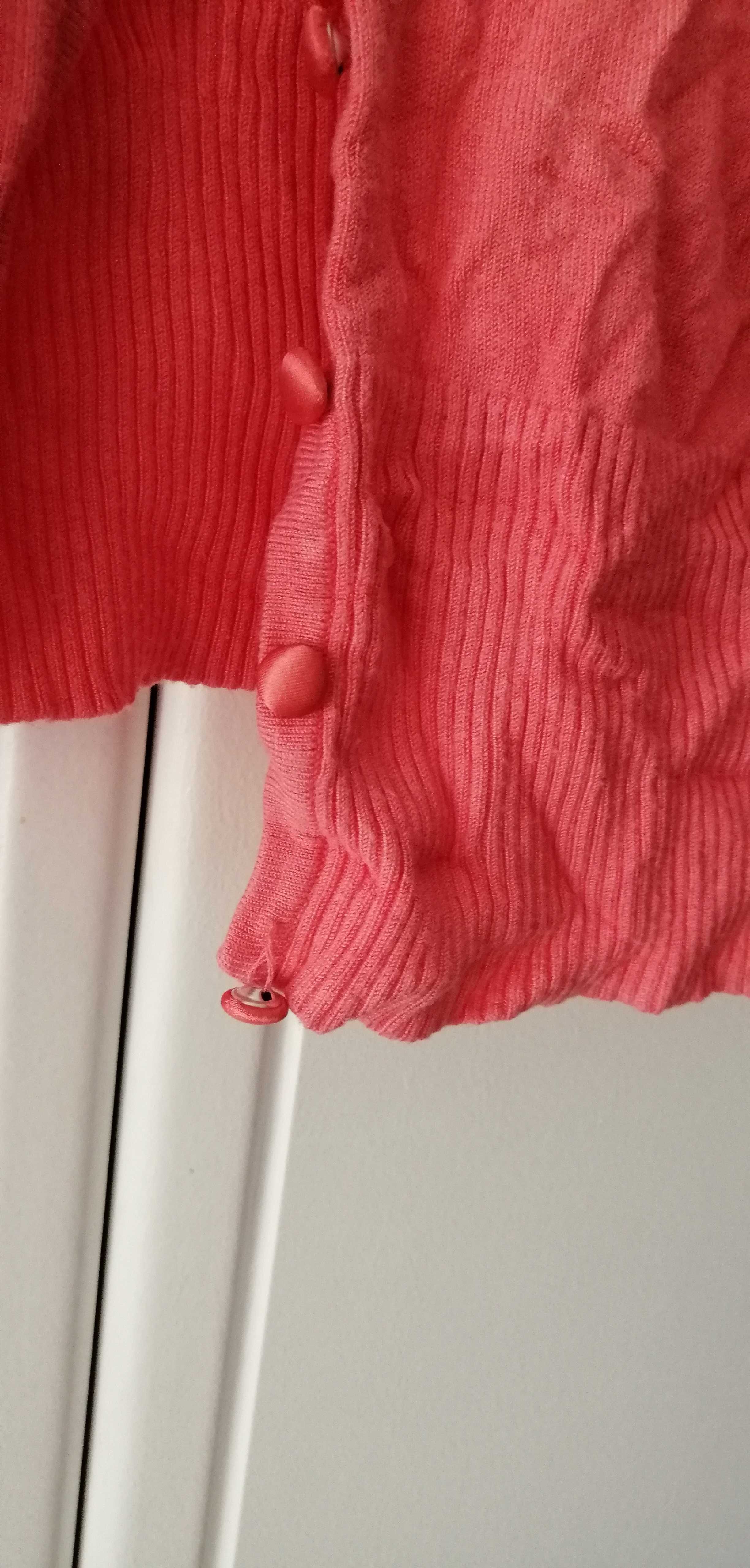 łososiowy koralowy sweter kardigan bluzka damska koralowa z rękawem