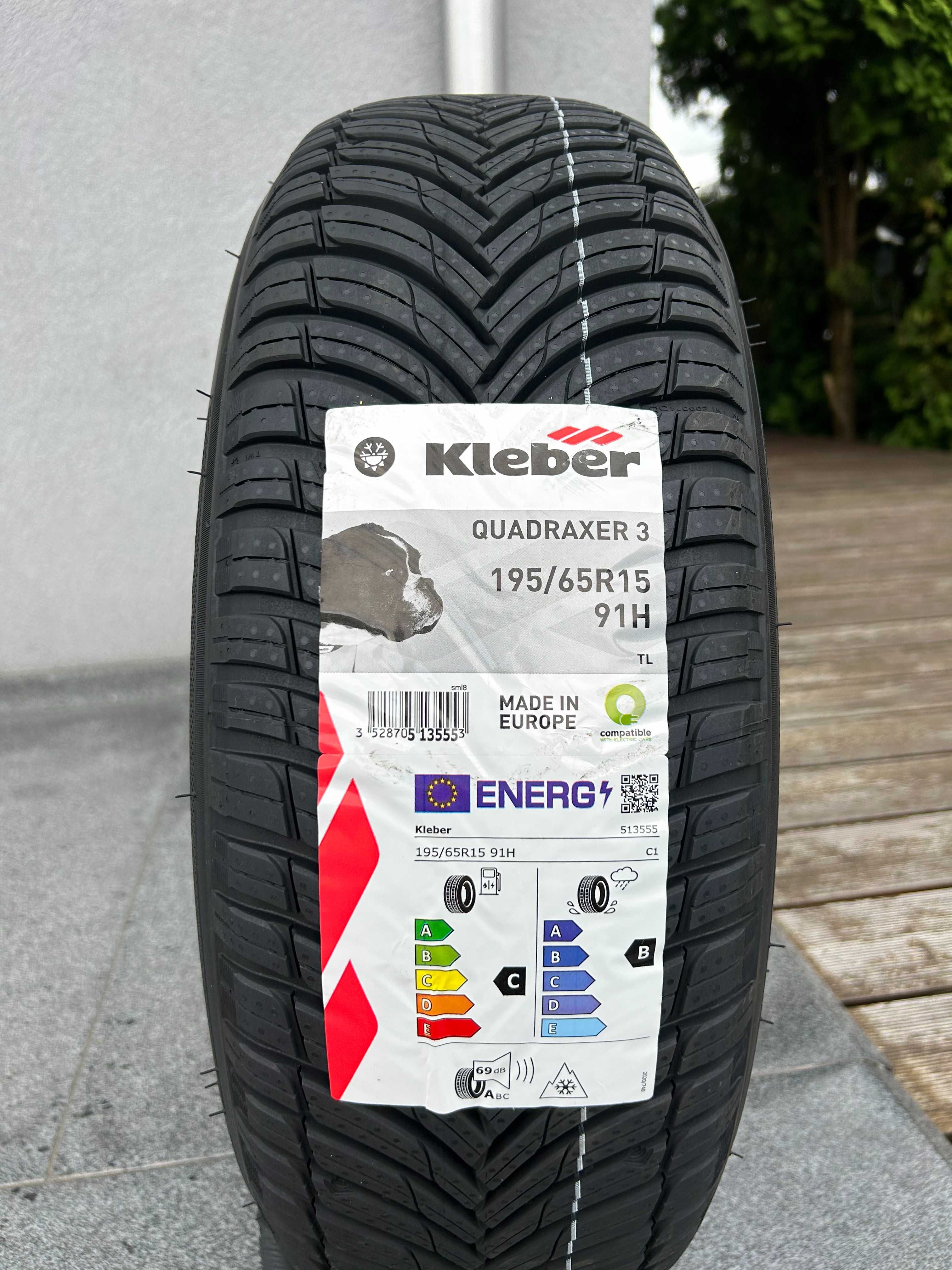 Całoroczne 195/65R15 Kleber Quadraxer3 prod. 2024r C,B,69db gwar