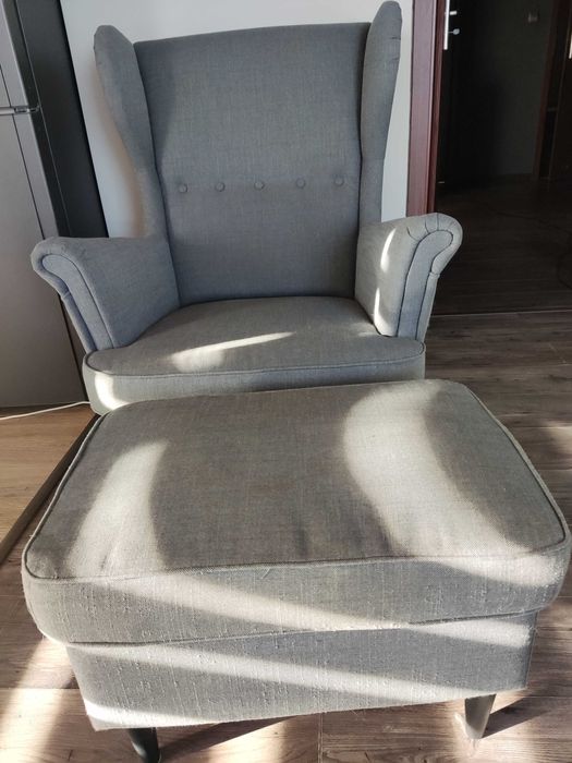 STRANDMON
Fotel/podnóżek, Nordvalla ciemnoszary