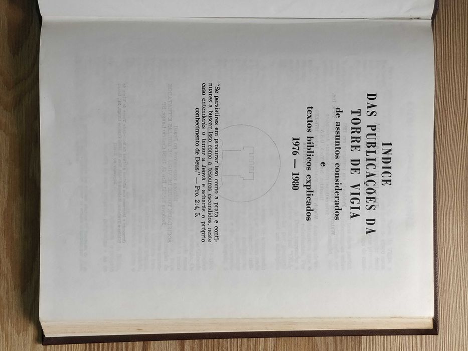 Livro Índice das Publicações da Torre da Vigía