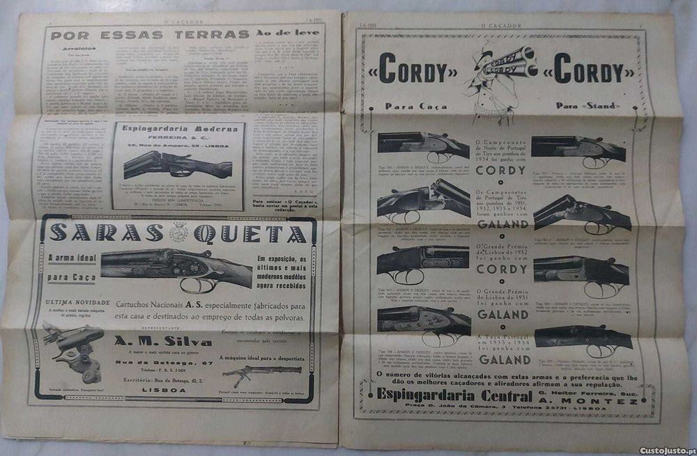 Antigo e RARO Jornal "o Caçador", n. 77, datado de 1 de Junho de 1935