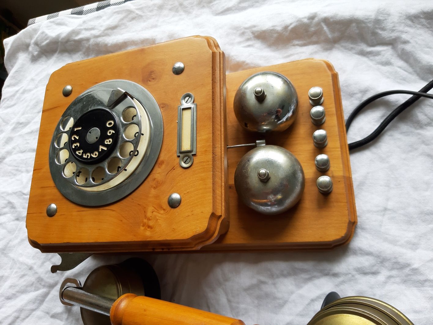 TELEFON RWT AKANT drewniany antyk klasyk retro Prl przewód vintyge