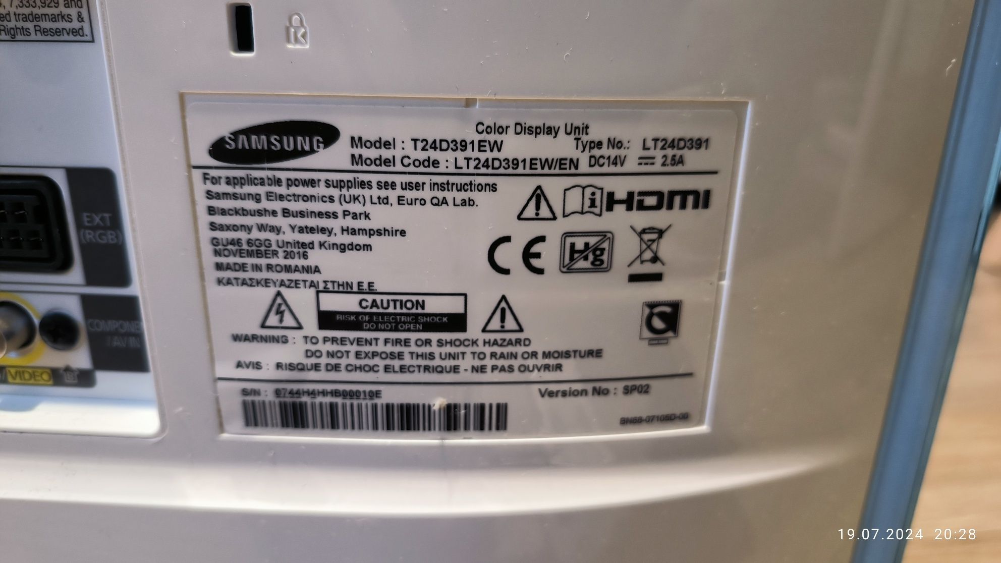 Monitor telewizor Samsung 24'' T24D391EW