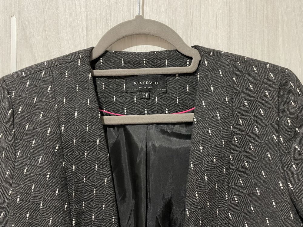Marynarka żakiet grafit białe łezki elegancka Reserved S/M