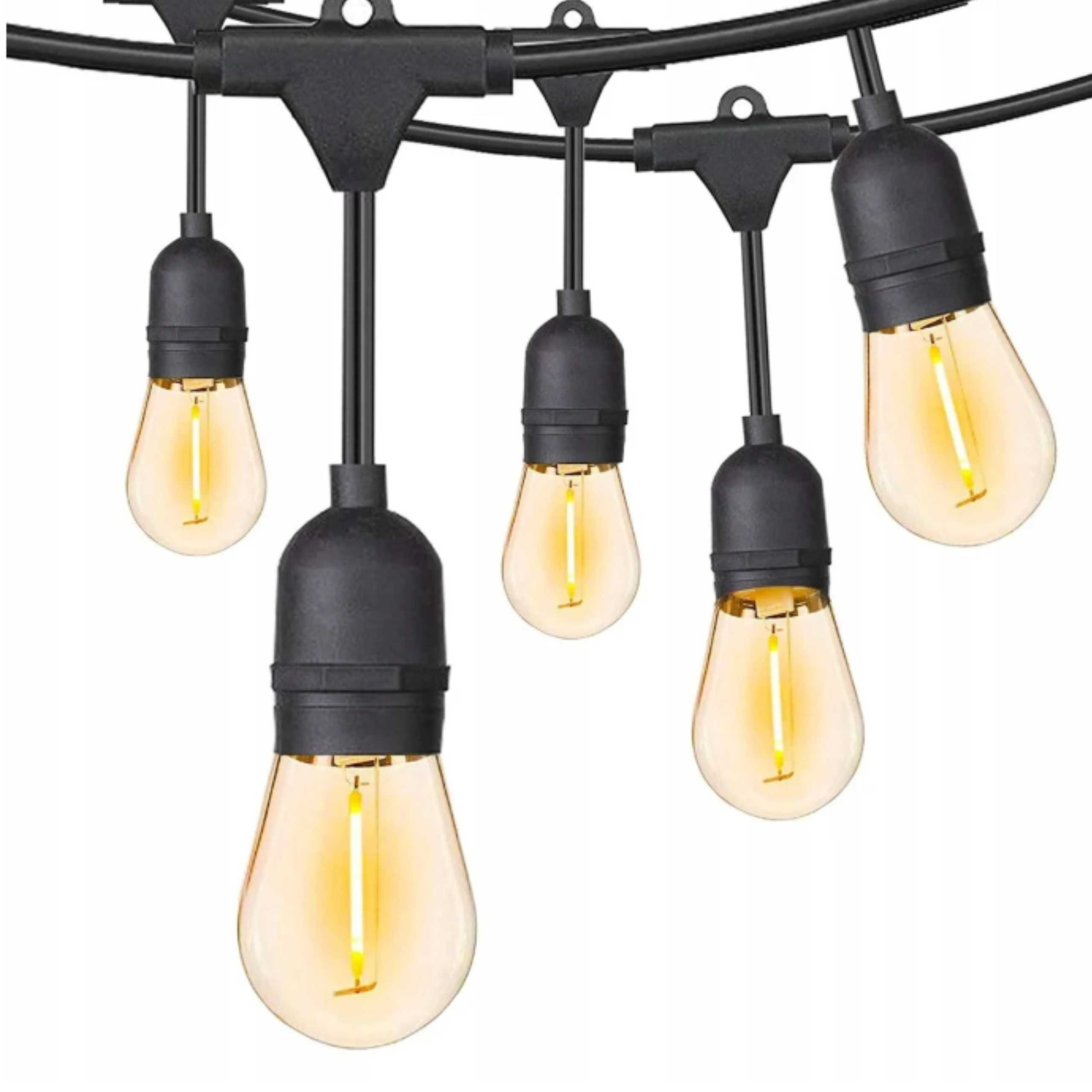 Girlanda Świetlna Ogrodowa 10m 20m Żarówki LED E27 Łańcuch Ogrodowy