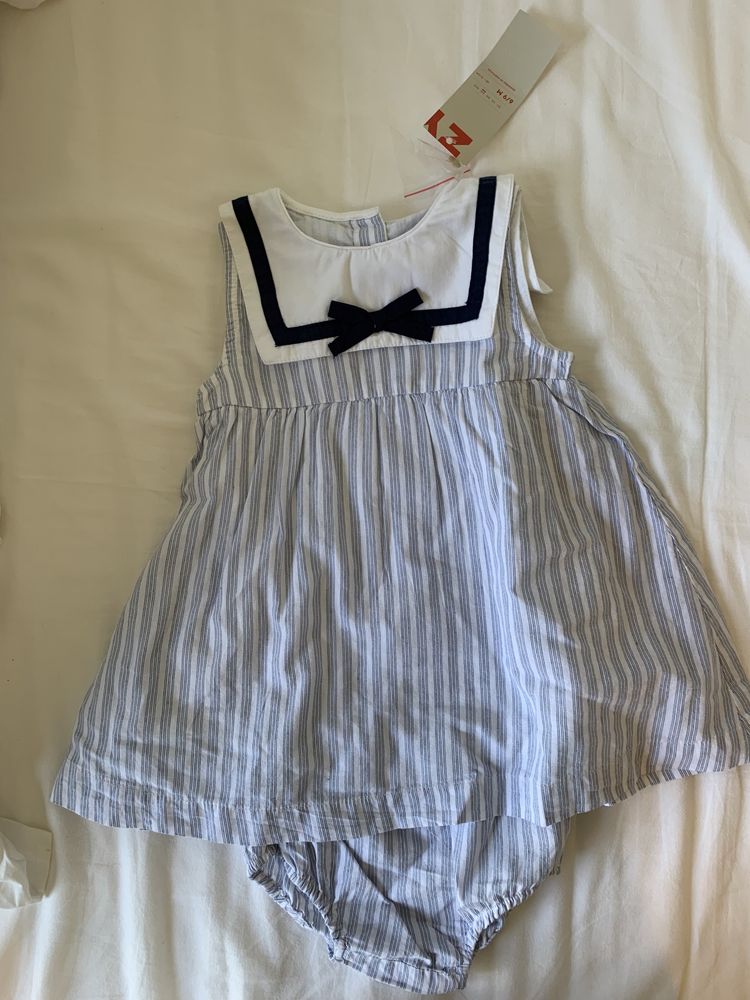 Vestido azul as riscas marinheiro Zippy - 6/9M