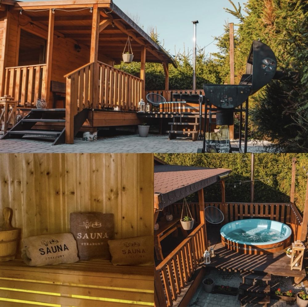 Domek z sauną, jacuzzi i basenem Straduny
