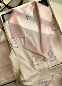 Жіноча шовкова піжама Lucky rabbit рожева L XL