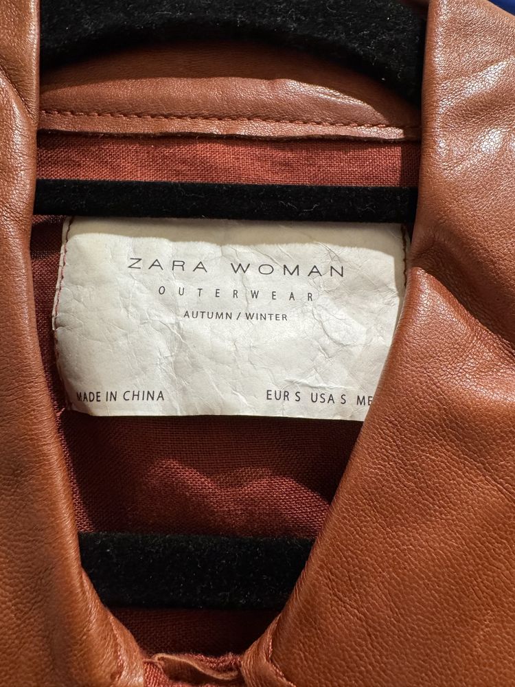 Casaco camisa de linho e couro zara