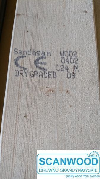 Drewno C24 konstrukcyjne na Dom, Kantówka 45 x120, Szwedzkie