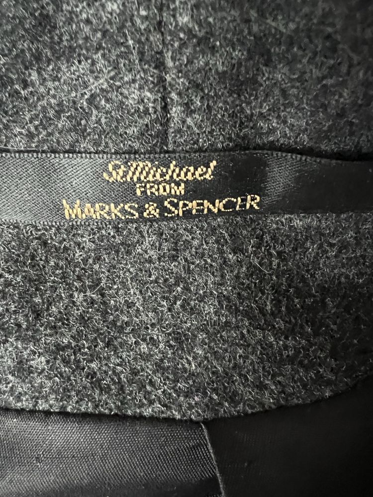 Płaszcz dyplomatka szary z wełną i cashmirem r.M M&S
