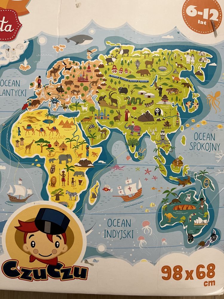Mapa świata czuczu 98x68 puzzle