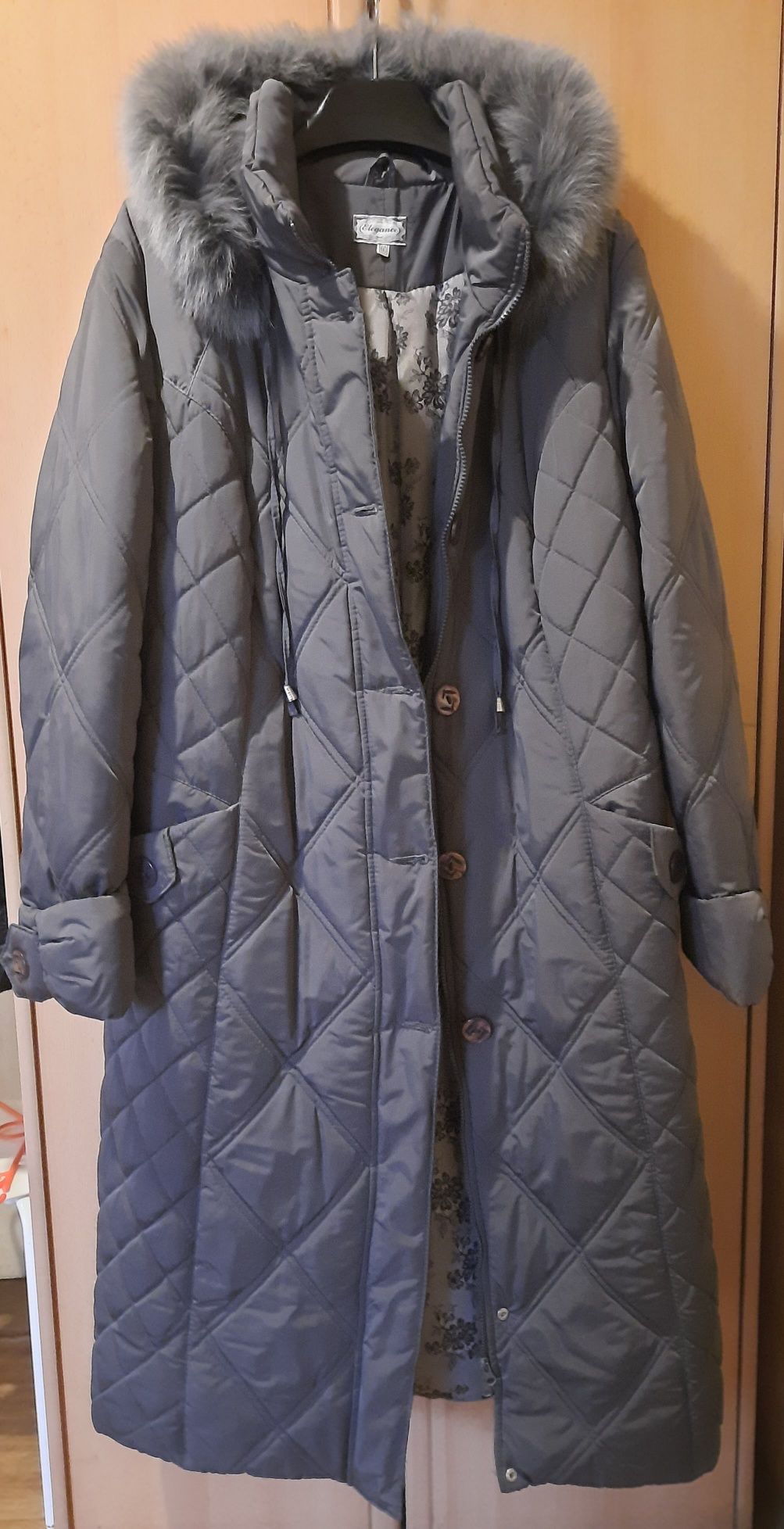 Пальто зимнее длинное большого размера, женская одежда размер 58-60