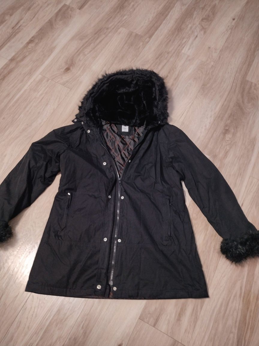 New Look parka kurtka ocieplana 18/46 czarna z kapturem