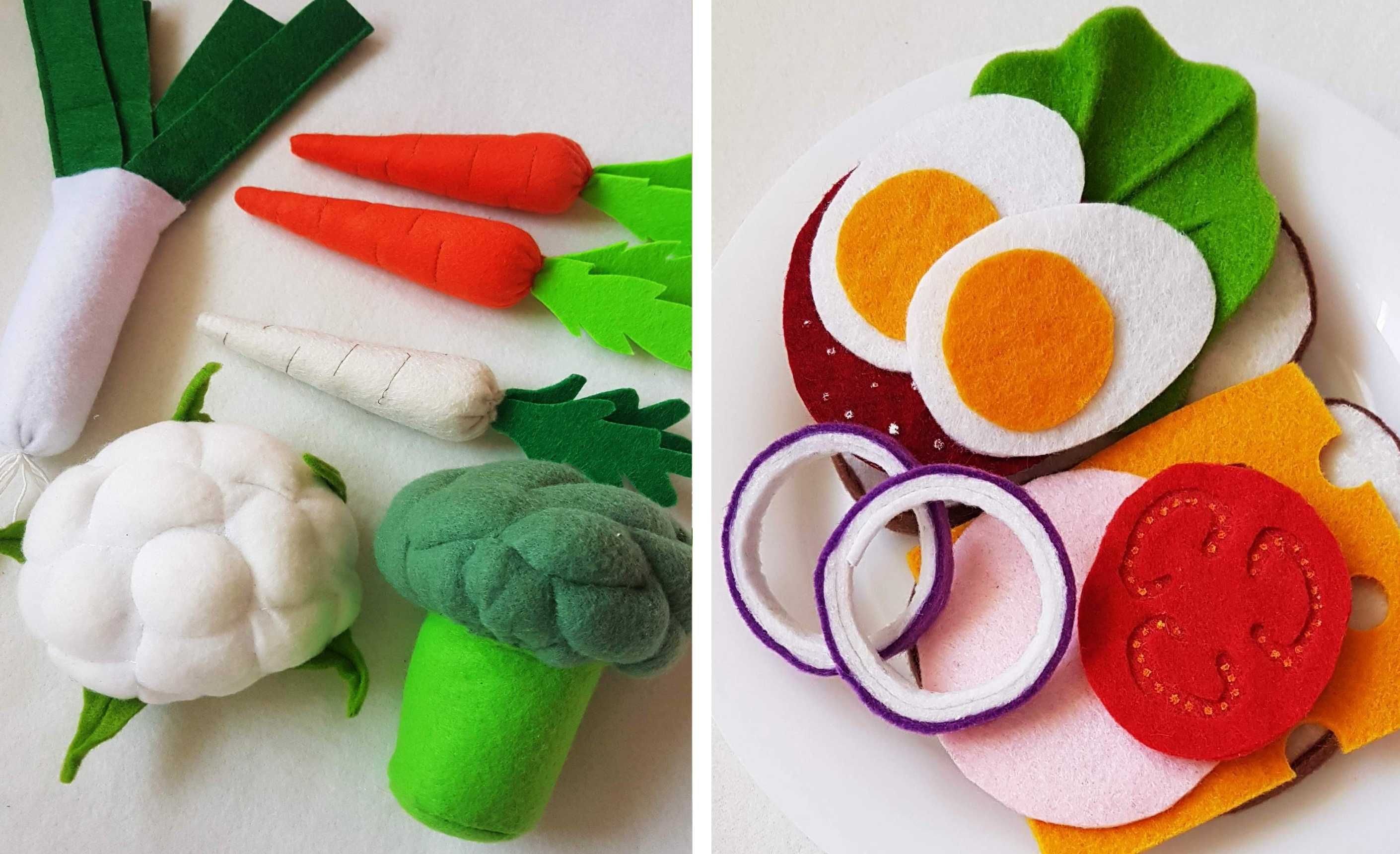 2 zestawy - Zestaw kanapkowy i Warzywa, Brokuł FILC - Jedzenie z filcu