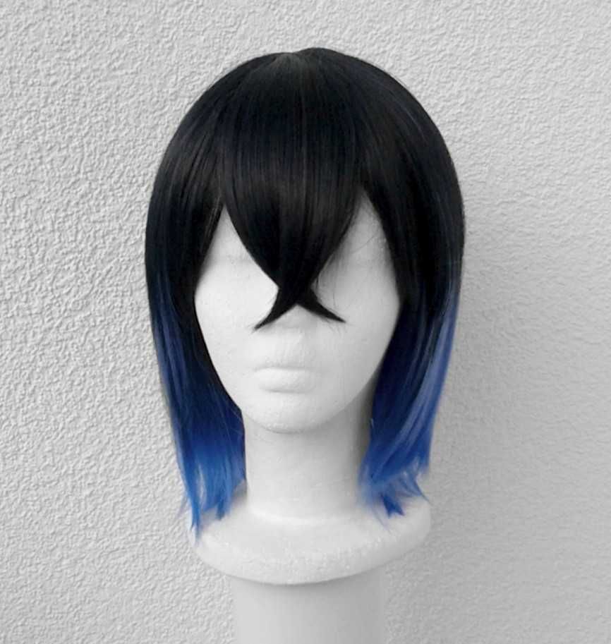Inosuke Demon Slayer Yelan Genshin Impact cosplay wig niebieska peruka