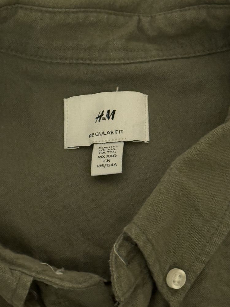Классная мужская рубашка H&M, цвет хаки